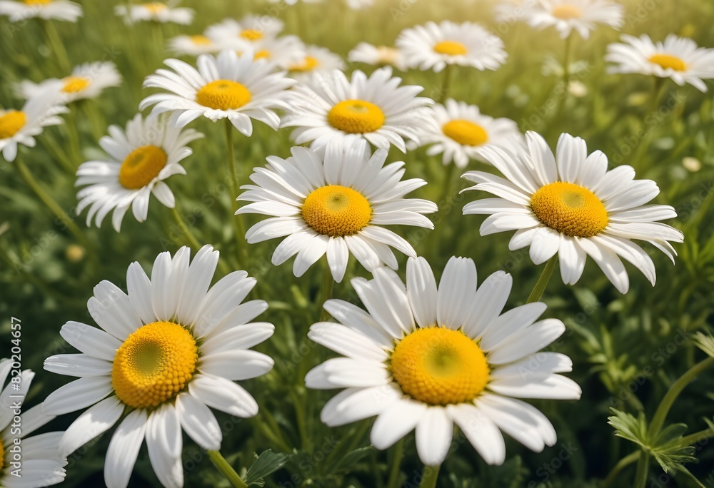 Daisies flower closeup Realistic Light with summer season flower concept Daisies flower closeup Realistic Light with summer season flower concept