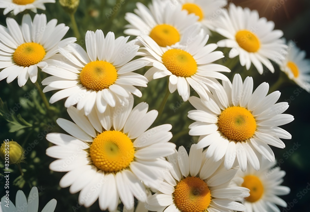 Fototapeta premium Daisies flower closeup Realistic Light with summer season flower concept
