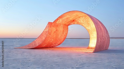   Sculpture in water with bright light on side