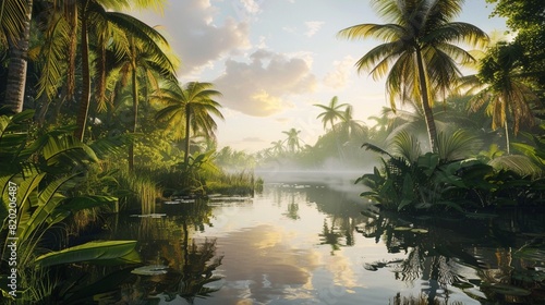 palm trees on the beach at sunset