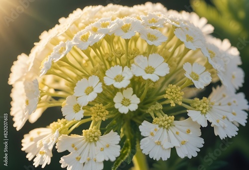 Yarrow flower closeup Realistic Light with summer season flower concept photo