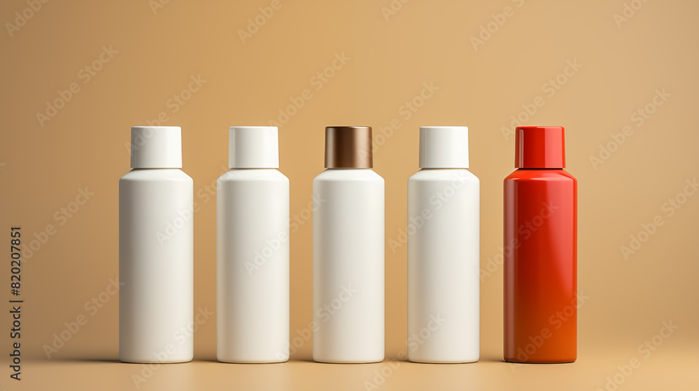 Container for cream, shampoo, toiletries, spa. Unbranded white plastic bottles. Bottle with a dispenser for cosmetic products. Skin care and beauty concept. Mockup style, copy space Container for cream, shampoo, toiletries, spa. Unbranded white plastic bottles. Bottle with a dispenser for cosmetic products. Skin care and beauty concept. Mockup style, copy space