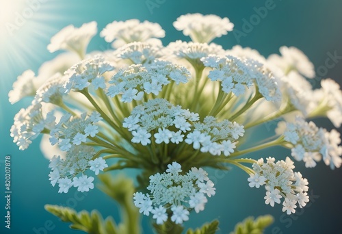 Yarrow flower closeup Realistic Light with summer season flower concept photo