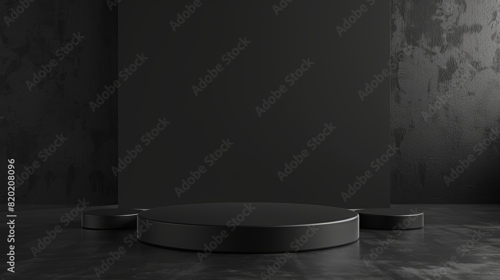 3d rendering of black background and product podium stand studio, 4K resolution textures 3d rendering of black background and product podium stand studio, 4K resolution textures