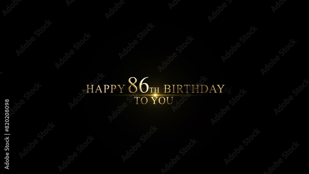 Golden congratulations on your 86th birthday, alpha channel, 86 years old Golden congratulations on your 86th birthday, alpha channel, 86 years old