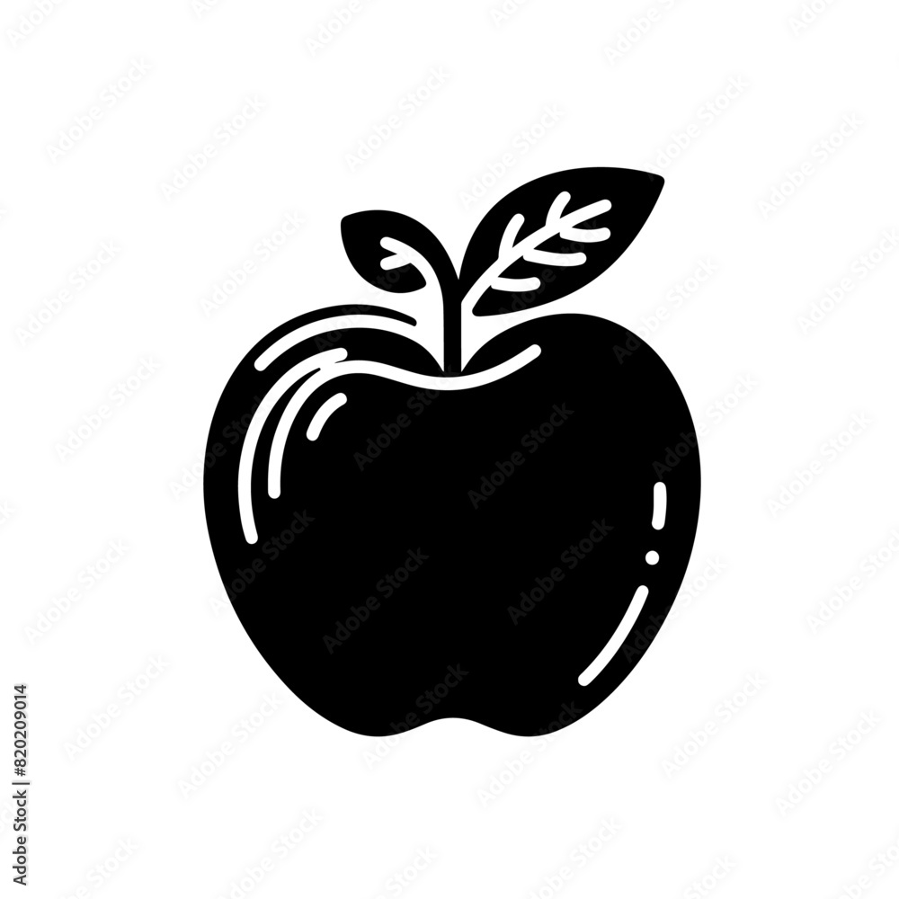 Black silhouette of a Apple with thick outline side view isolated-04 Black silhouette of a Apple with thick outline side view isolated-04