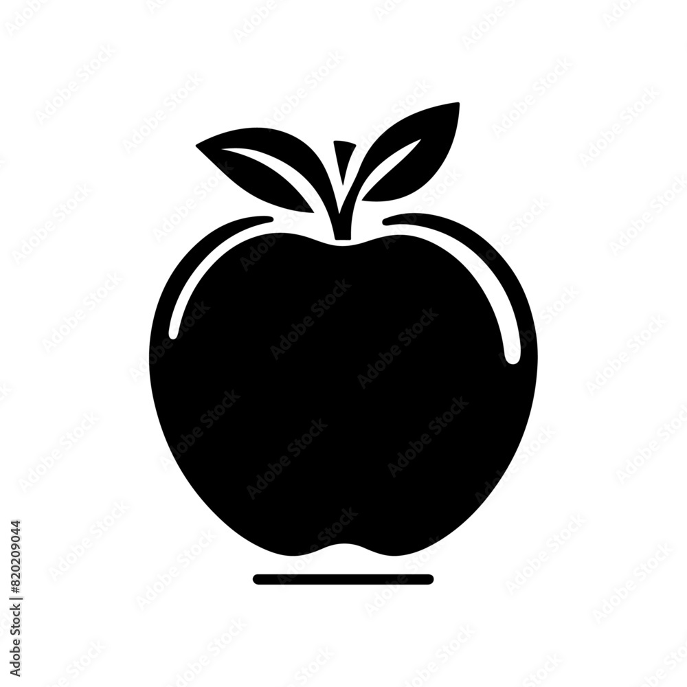 Black silhouette of a Apple with thick outline side view isolated-06 Black silhouette of a Apple with thick outline side view isolated-06