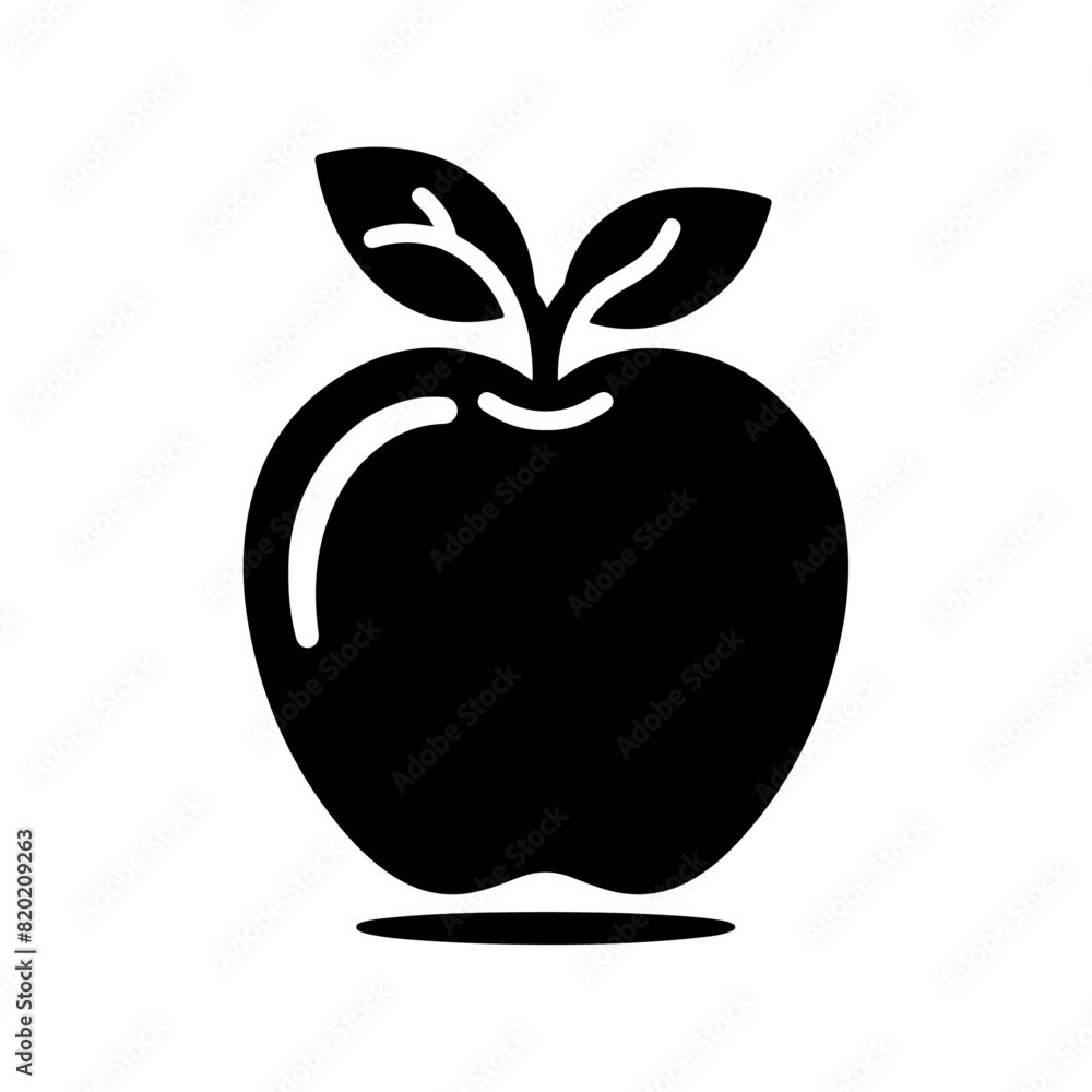 Black silhouette of a simple minimal Apple with thick outline side view isolated-10 Black silhouette of a simple minimal Apple with thick outline side view isolated-10
