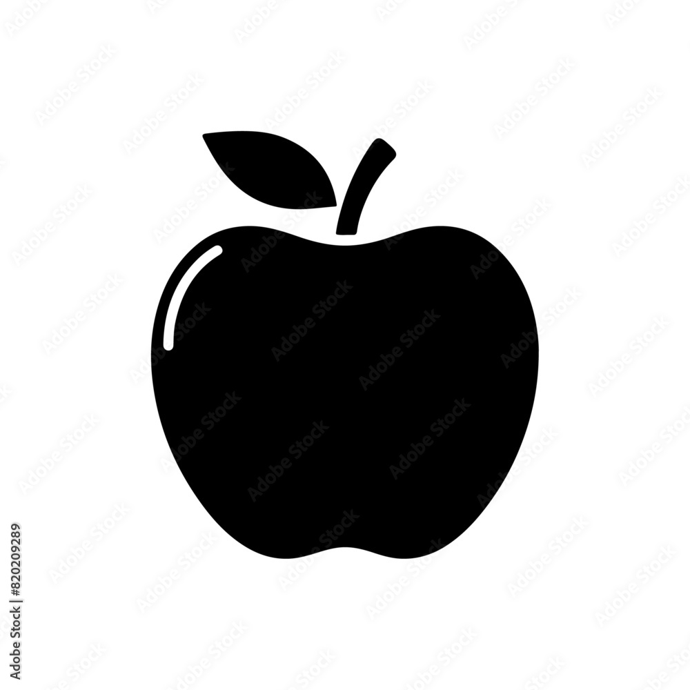 Black silhouette of a simple minimal Apple with thick outline side view isolated-09 Black silhouette of a simple minimal Apple with thick outline side view isolated-09