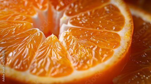 a fresh juicy orange slice, macro close up
