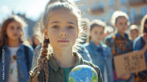 A Young Activist at Climate Rally photo