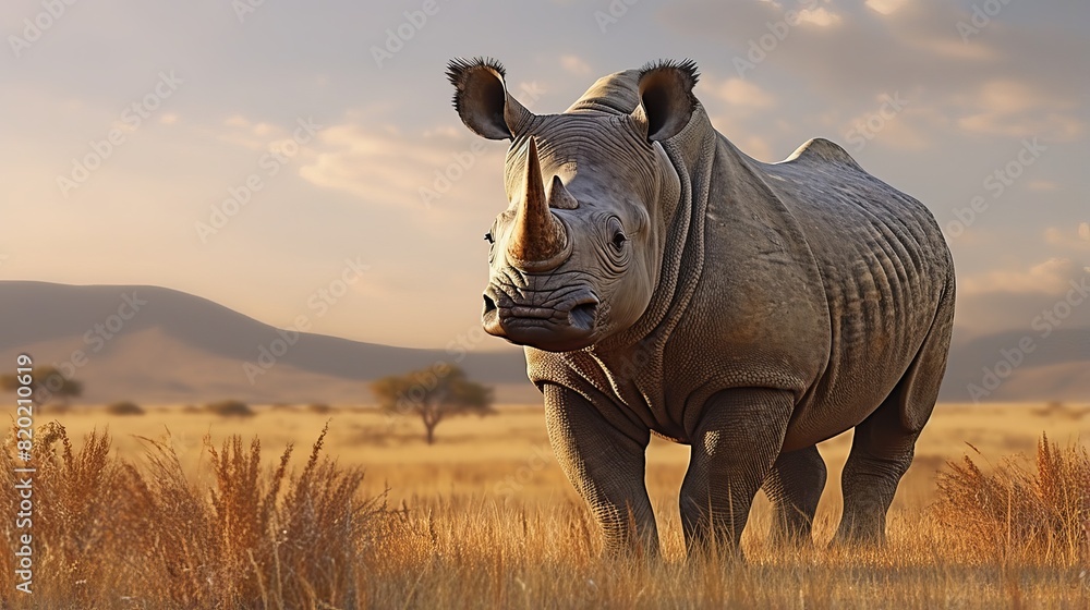 Fototapeta premium Western Black Rhinoceros - Declared extinct, African herbivore species.
