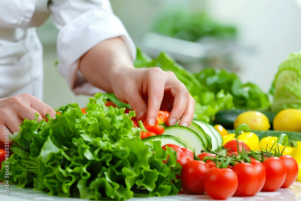 Person cutting vegetables on cutting board Person cutting vegetables on cutting board