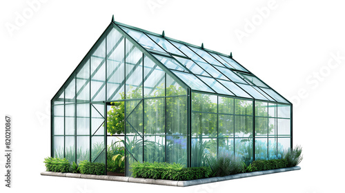 Large Greenhouse Filled with Plants - isolated on White Transparent Background, PNG  © Lumi