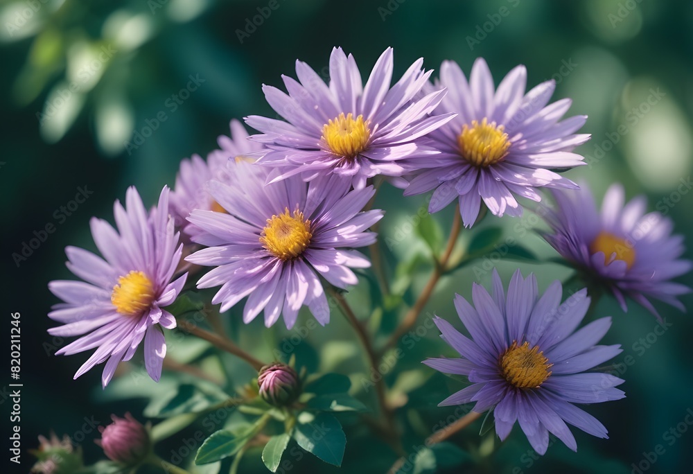 Obraz premium Aster flower closeup Realistic Light with summer season flower concept