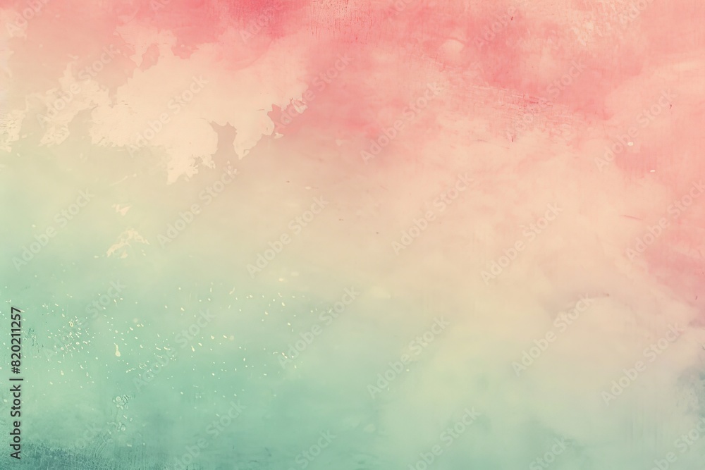 Fototapeta premium Pastel gradient from light pink to mint green, vintage style, grainy texture, soft focus, nostalgic feel, illustration