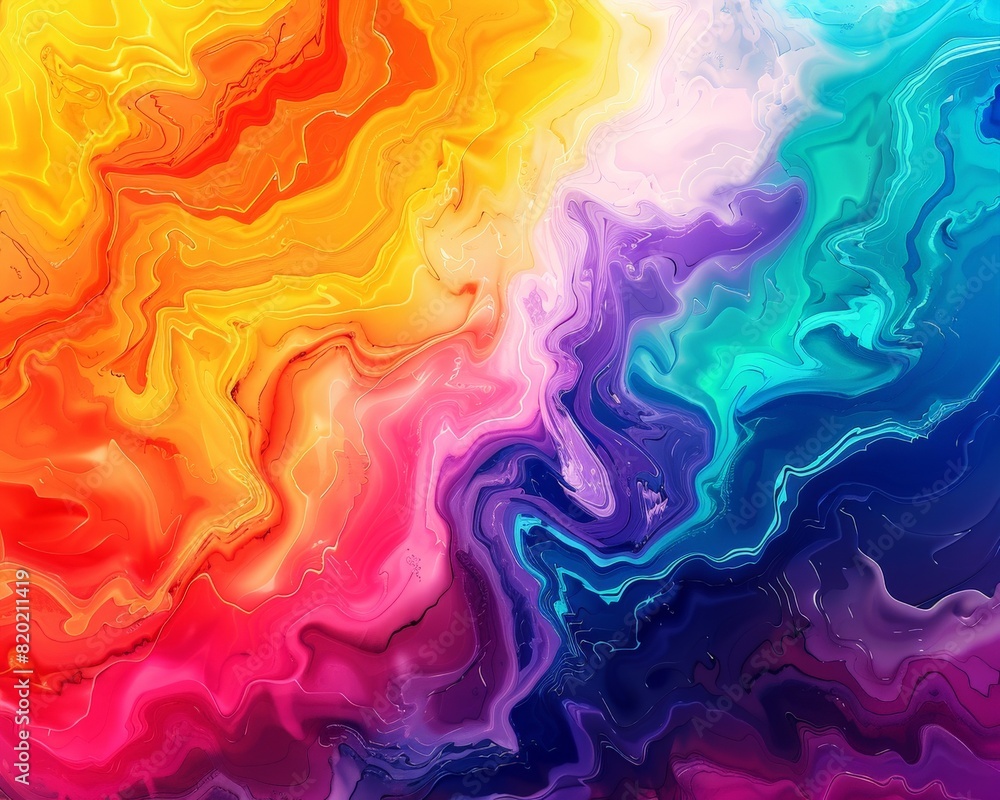 Rainbow gradient with bright, saturated colors, psychedelic pop art, high contrast, bold outlines, vibrant and lively, digital painting