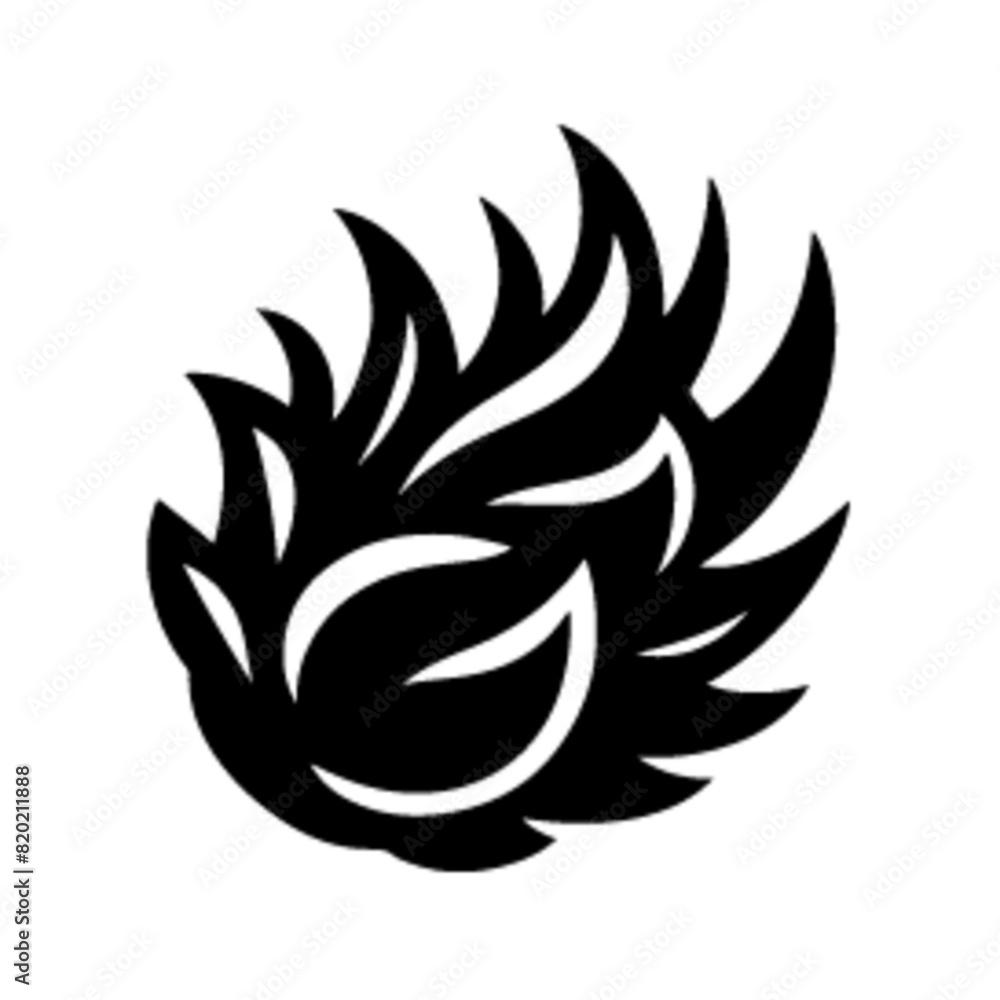 Black silhouette of a simple minimal Dragon fruit with thick outline side view isolated-14 Black silhouette of a simple minimal Dragon fruit with thick outline side view isolated-14