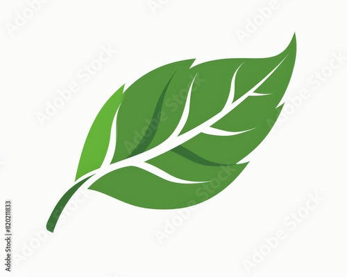 Simple leaf silhouette, green on white, clean and crisp, natural and serene  photo