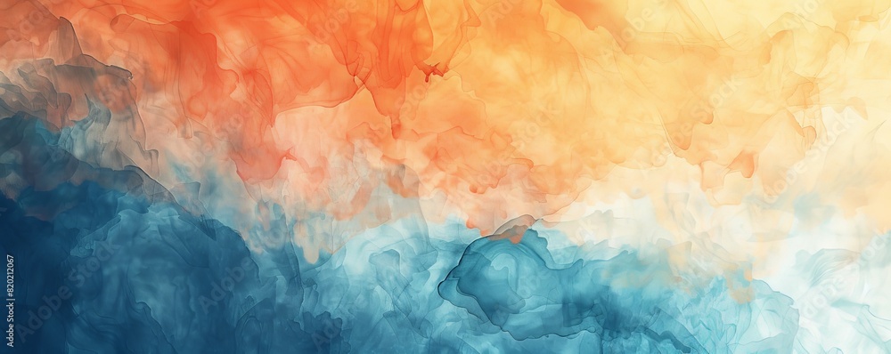 Soft gradient from warm orange to cool blue, abstract watercolor, smooth transitions, gentle brush strokes, highly detailed, artistic feel Soft gradient from warm orange to cool blue, abstract watercolor, smooth transitions, gentle brush strokes, highly detailed, artistic feel