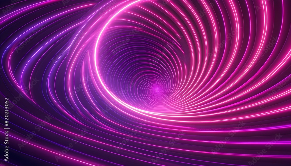 Abstract spiral with geometric shapes of violet and pink neon lines, graphic design art, generative AI Abstract spiral with geometric shapes of violet and pink neon lines, graphic design art, generative AI