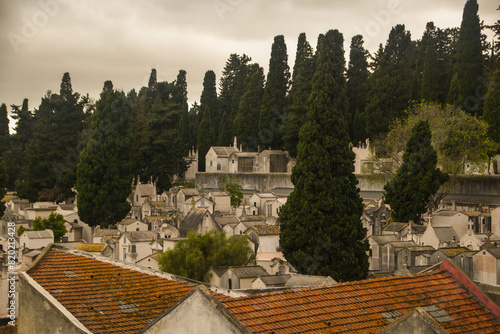 General view of  the Chapel of the Prazeres Cemetery in Lisbon, Portugal