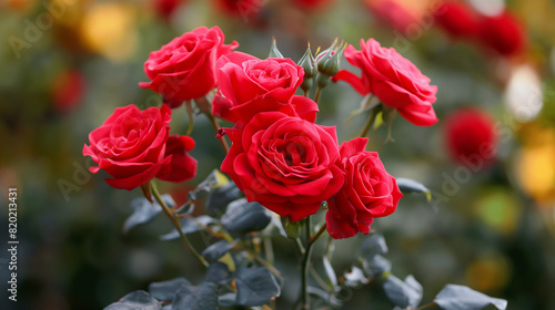 red  roses in the garden in spring 