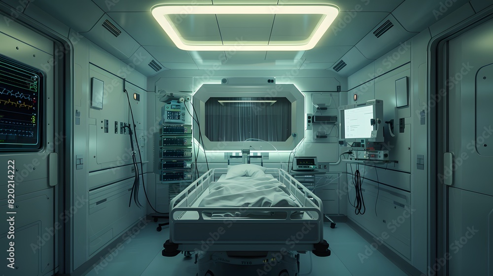 Hospitals bed ICU cabins cyberpunk Hospitals bed ICU cabins cyberpunk