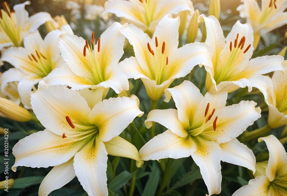 Obraz premium Lilies flower closeup Realistic Light with summer season flower concept
