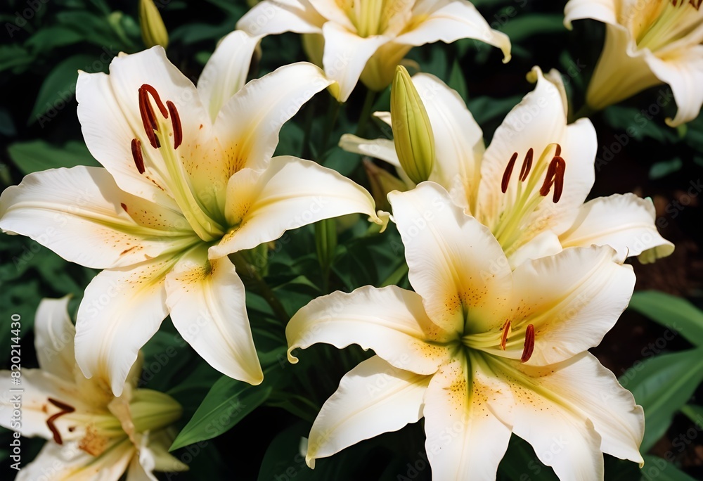 Lilies flower closeup Realistic Light with summer season flower concept Lilies flower closeup Realistic Light with summer season flower concept