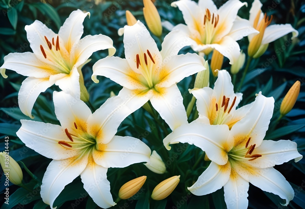 Fototapeta premium Lilies flower closeup Realistic Light with summer season flower concept