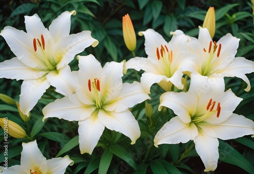 Lilies flower closeup Realistic Light with summer season flower concept © Mdesigns