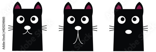 Funny cat animal head cartoon set