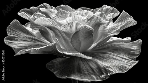  A monochrome snapshot of a solitary bloom centrally positioned within the frame is depicted