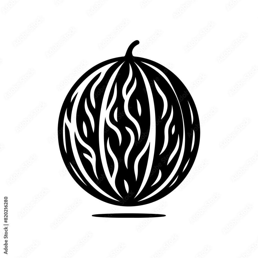 Black silhouette of a simple minimal Melon with thick outline side view isolated-11 Black silhouette of a simple minimal Melon with thick outline side view isolated-11