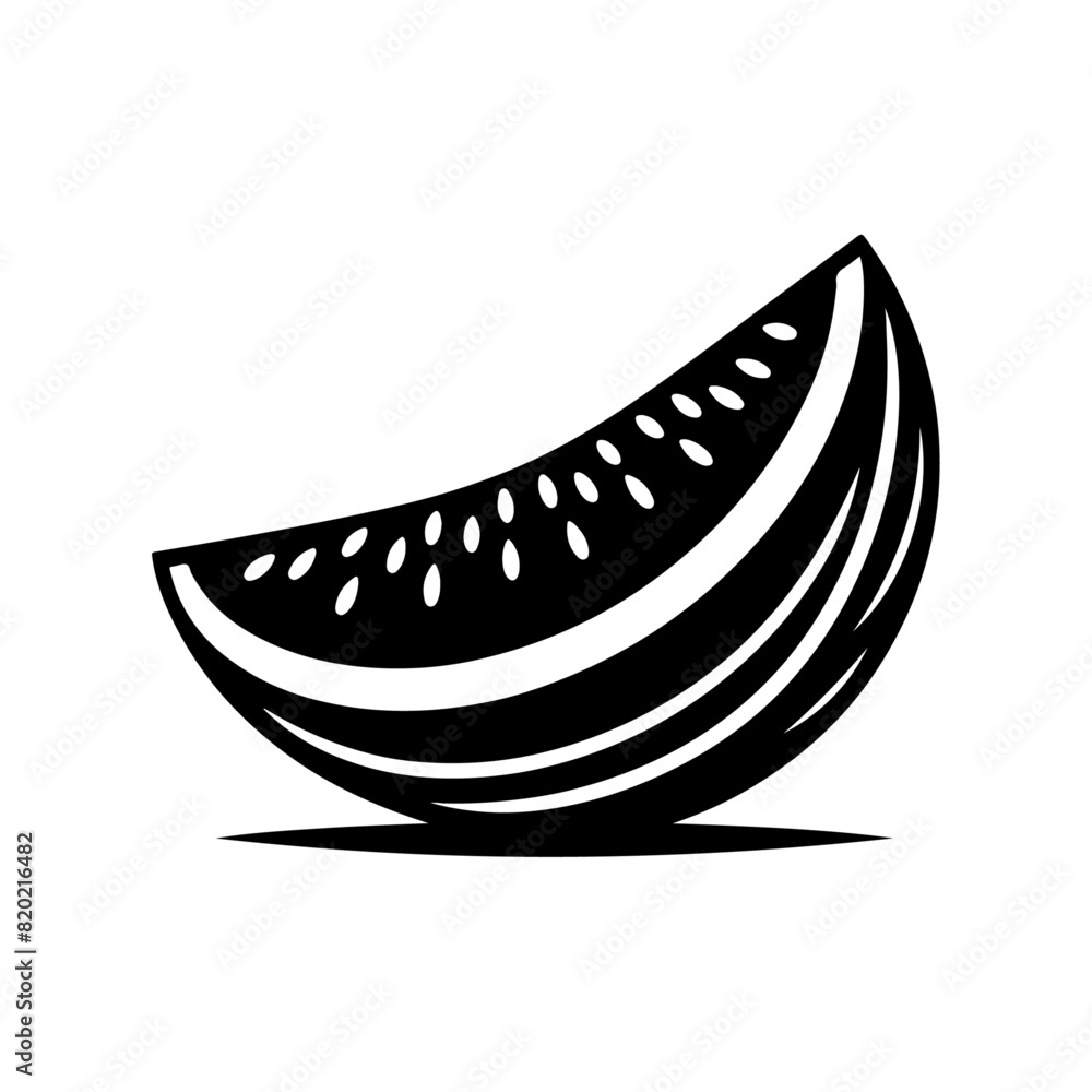 Black silhouette of a simple minimal Melon with thick outline side view isolated-14 Black silhouette of a simple minimal Melon with thick outline side view isolated-14
