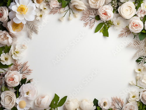 White boards serve as backdrop for a floral frame