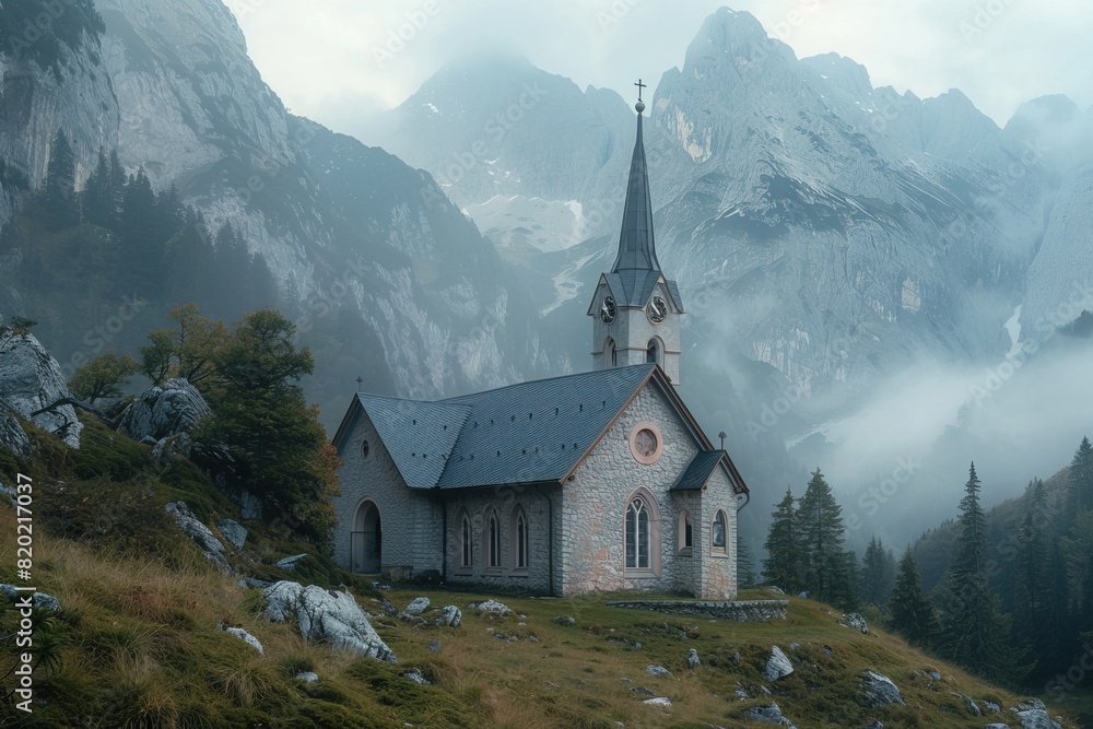 Beautiful church in the mountains.