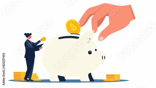 Money Management: Person Saving in Piggy Bank