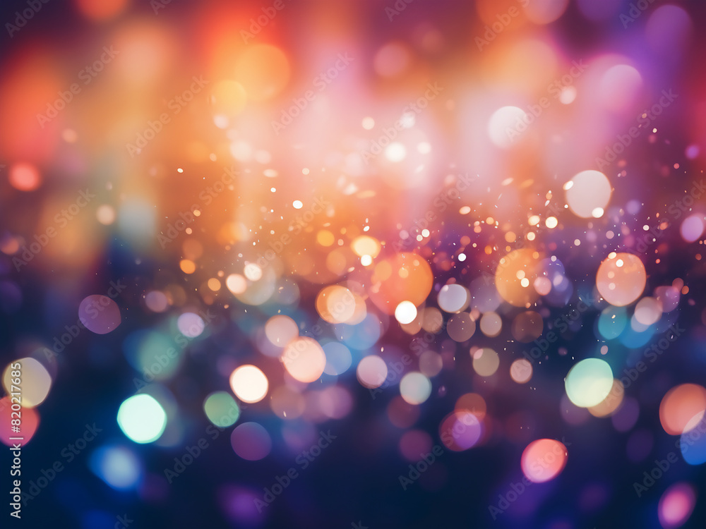 Background of blurred bokeh lights shimmers with abstract sparkles