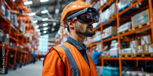Augmented Reality Picking warehouse workers wearing AR glasses 