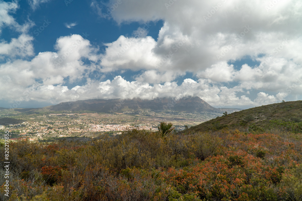 Beautiful landscape with mountains, cloudy blue sky. Beautiful landscape with mountains, cloudy blue sky.