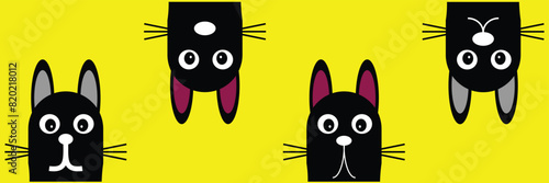 cat pet head face icon set