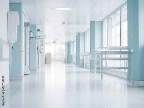 Softly blurred hospital interior, creating an abstract medical backdrop