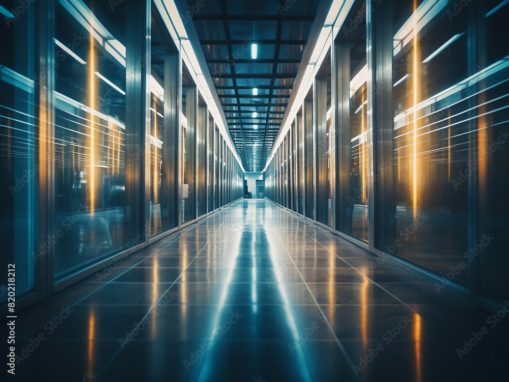 A modern corridor blurs into obscurity, versatile in its background use A modern corridor blurs into obscurity, versatile in its background use