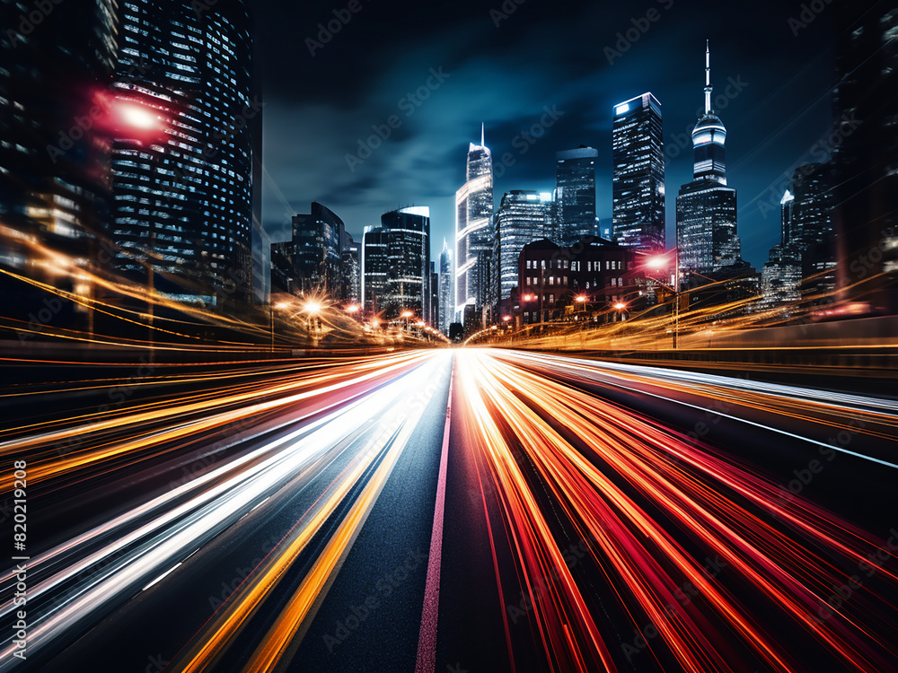 Nighttime urban traffic in abstract motion blur Nighttime urban traffic in abstract motion blur