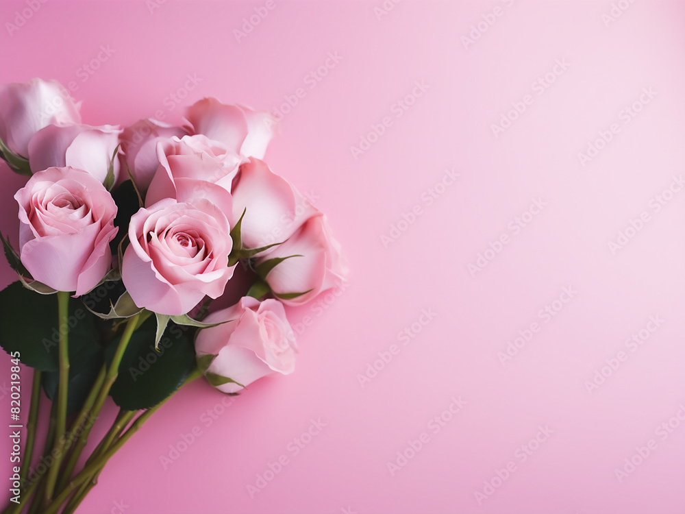 Pink floral composition on pastel background evokes romance for special occasions Pink floral composition on pastel background evokes romance for special occasions