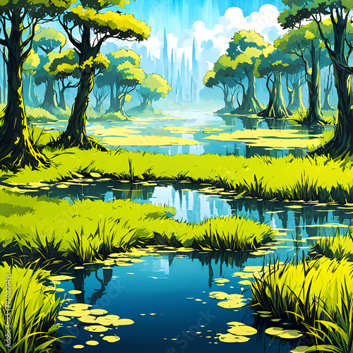 swamps are the lungs of the earth, swampy atmospheric sunny background
