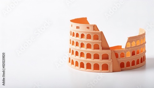 human made wonders of the world concept paper origami isolated on white background of the the Colosseum in Rome  Italy . with copy space  simple starter craft for kids