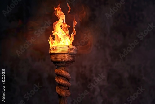 Painting of a wooden torch fire. © Bargais